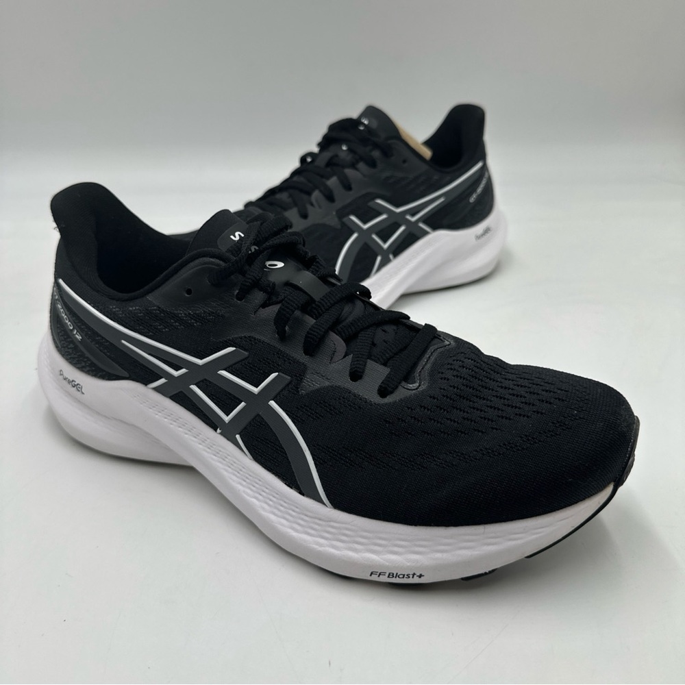 ASICS GT-2000 12 Womens 10.5 B Black White Running Shoes Sneakers